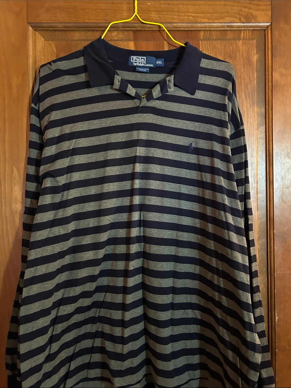 Polo by Ralph Lauren Navy & Gray Striped Long Sleeve Polo Mens XXl